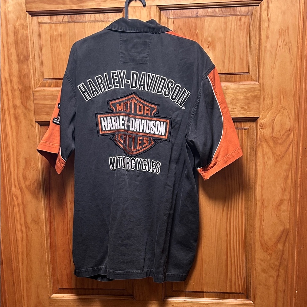 Harley-Davidson Black and Orange Button-Up Shirt - Picture 3 of 3